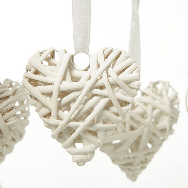 Cuore in Rattan Bianco - 5 cm