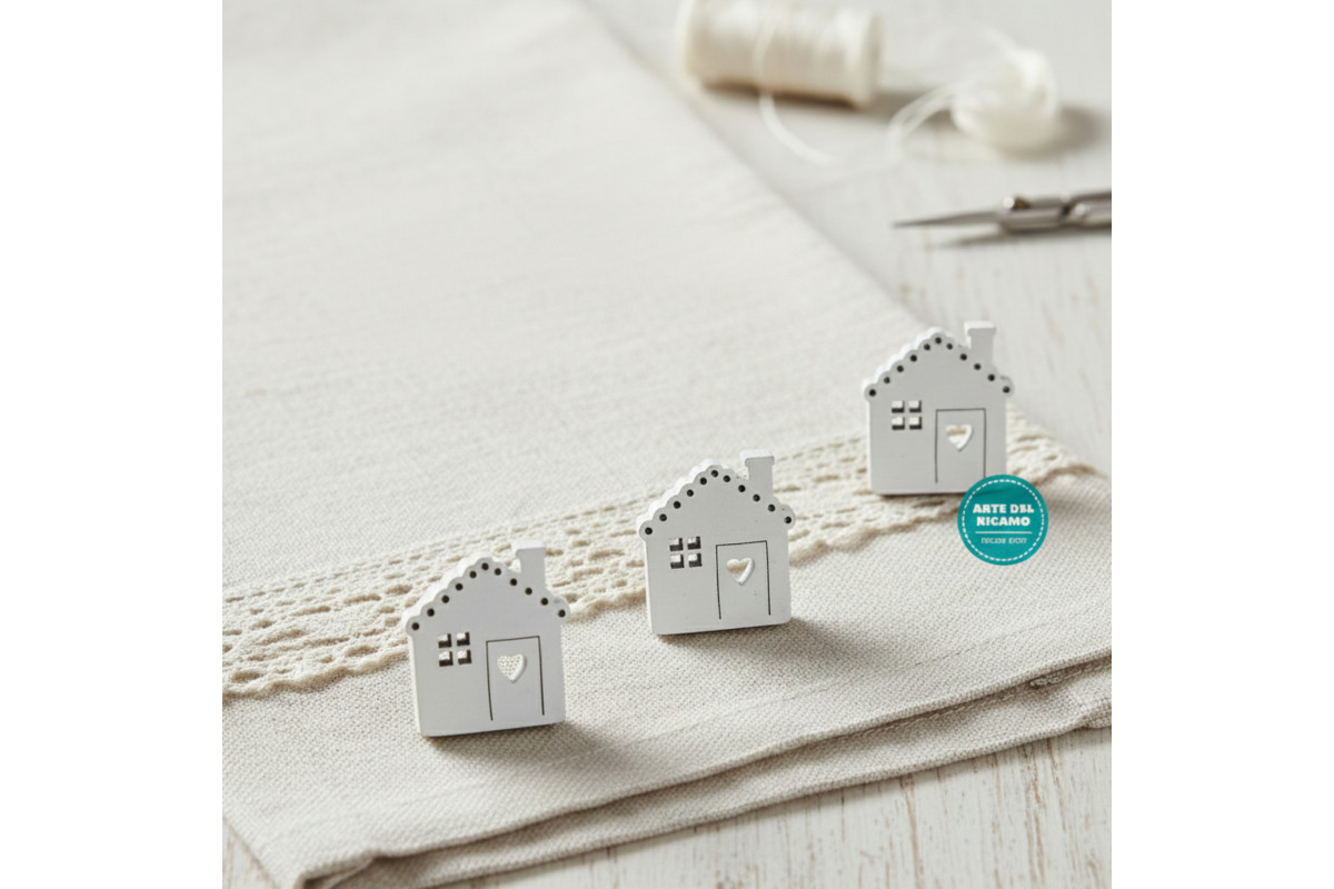 Wooden House with Adhesive - Size 3 x 3.5 cm