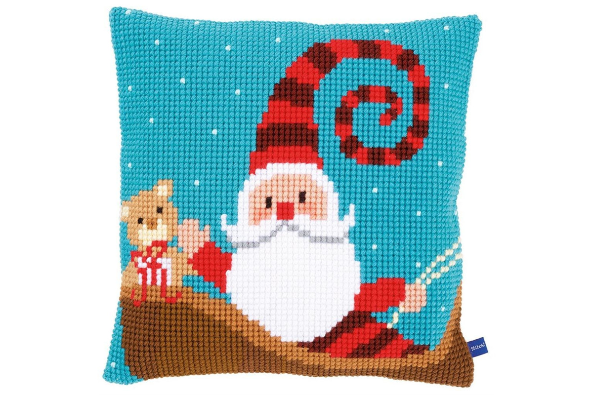 Kit Cuscino Punto Croce - Happy Santa Kit Cuscino Punto Croce - Happy Santa