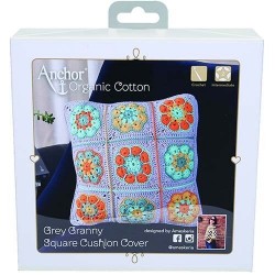 Anchor Organic Cotton - Blue Granny Square Cushion Cover