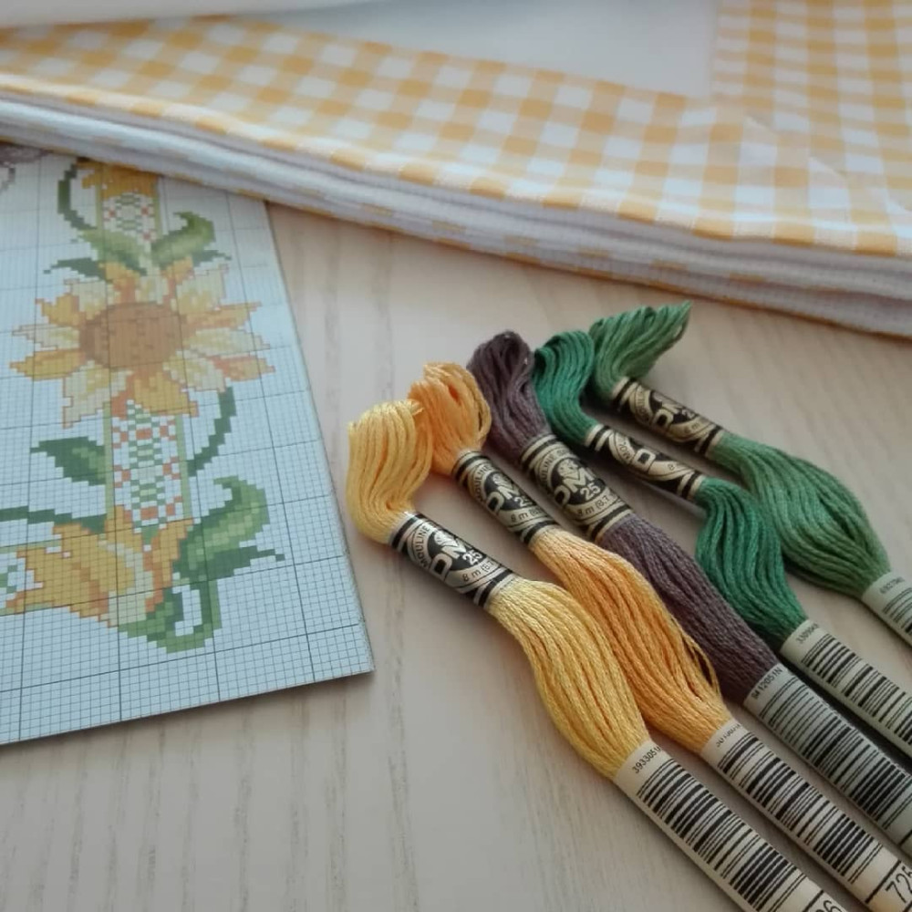 Cross Stitch Embroidery Kit - Sunflower Kitchen Tablecloth