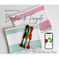 Kit Punto de Cruz - Paños de Cocina Fresas