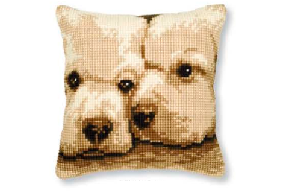 Vervaco - Kit Cuscino Punto Croce - Cagnolini Vervaco - Kit Cuscino Punto Croce - Cagnolini