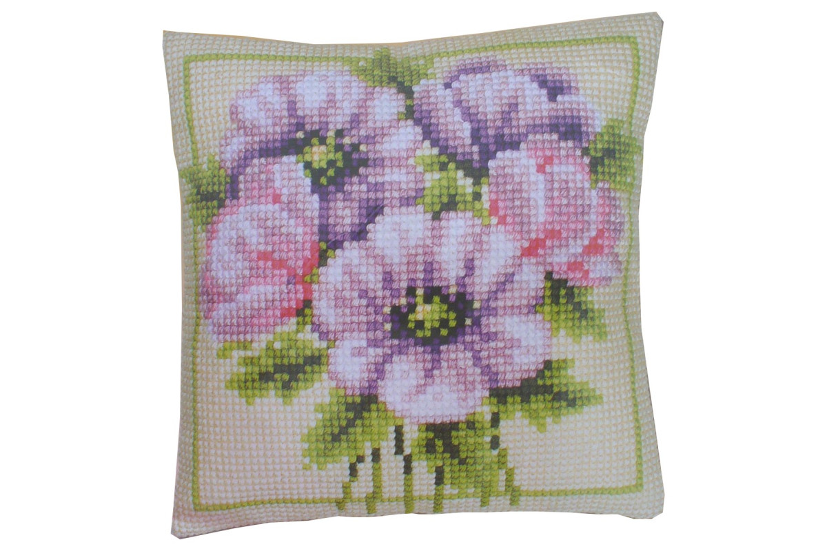Vervaco - Kit Almohada Punto de Cruz - Bouquet de Colores Pastel