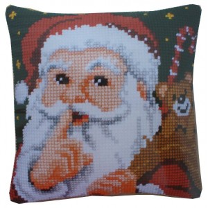 Vervaco - Cross Stitch Pillow Kit - Hush! Santa Claus