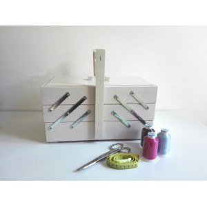 Wood Sewing Box - Color White