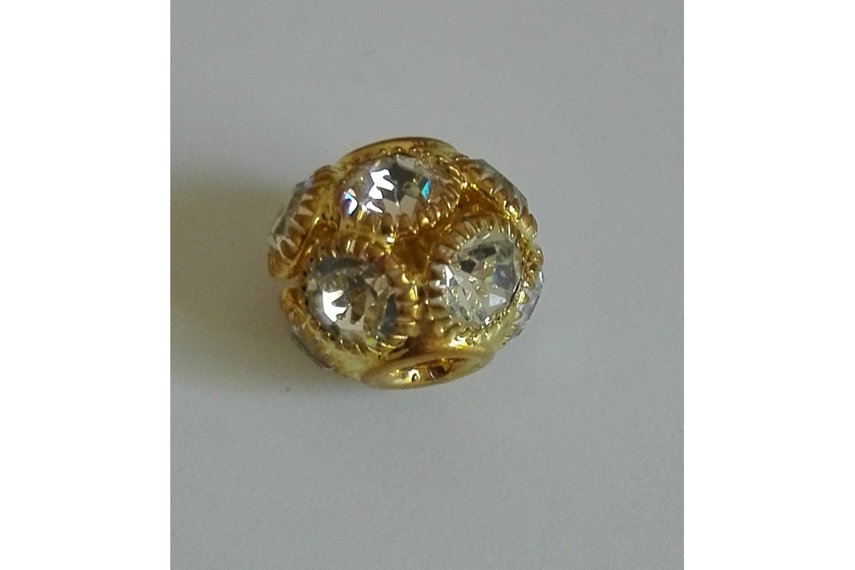 Perla Strass con Foro Largo da 14 mm - Colore Oro 