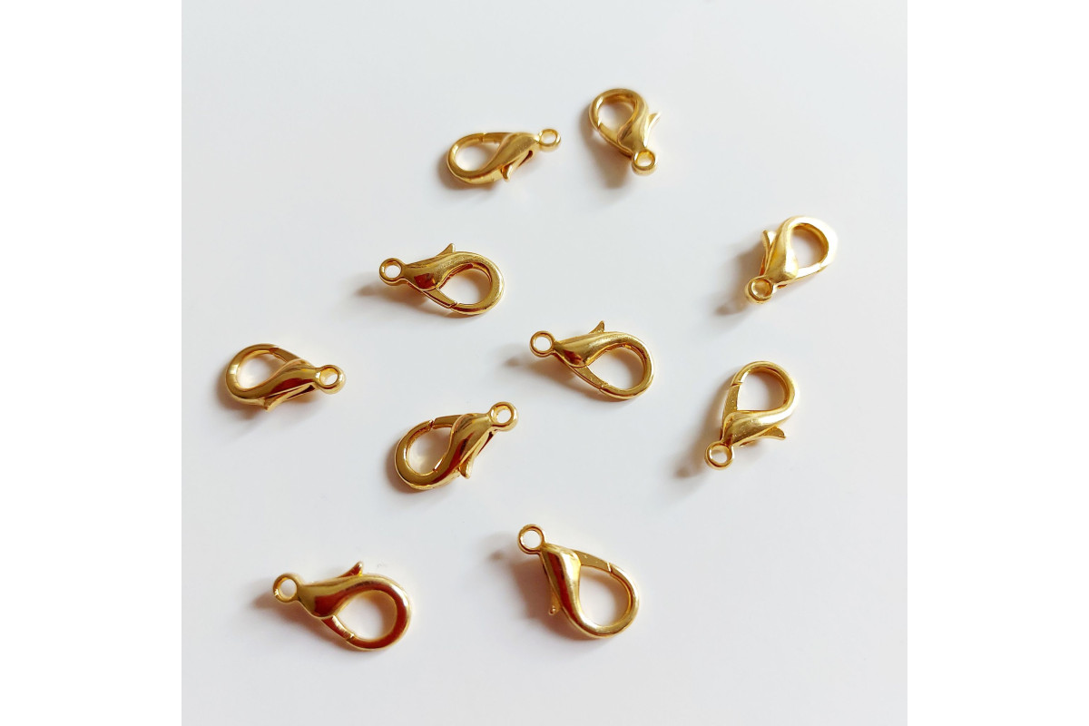 Gold Lobster Clasps - Size 16 x 8 mm