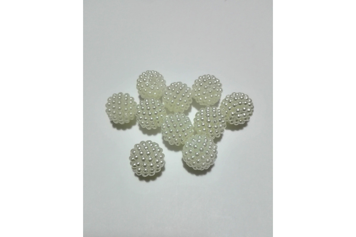Perlas de Plastico - Mora Blanca de 16 mm