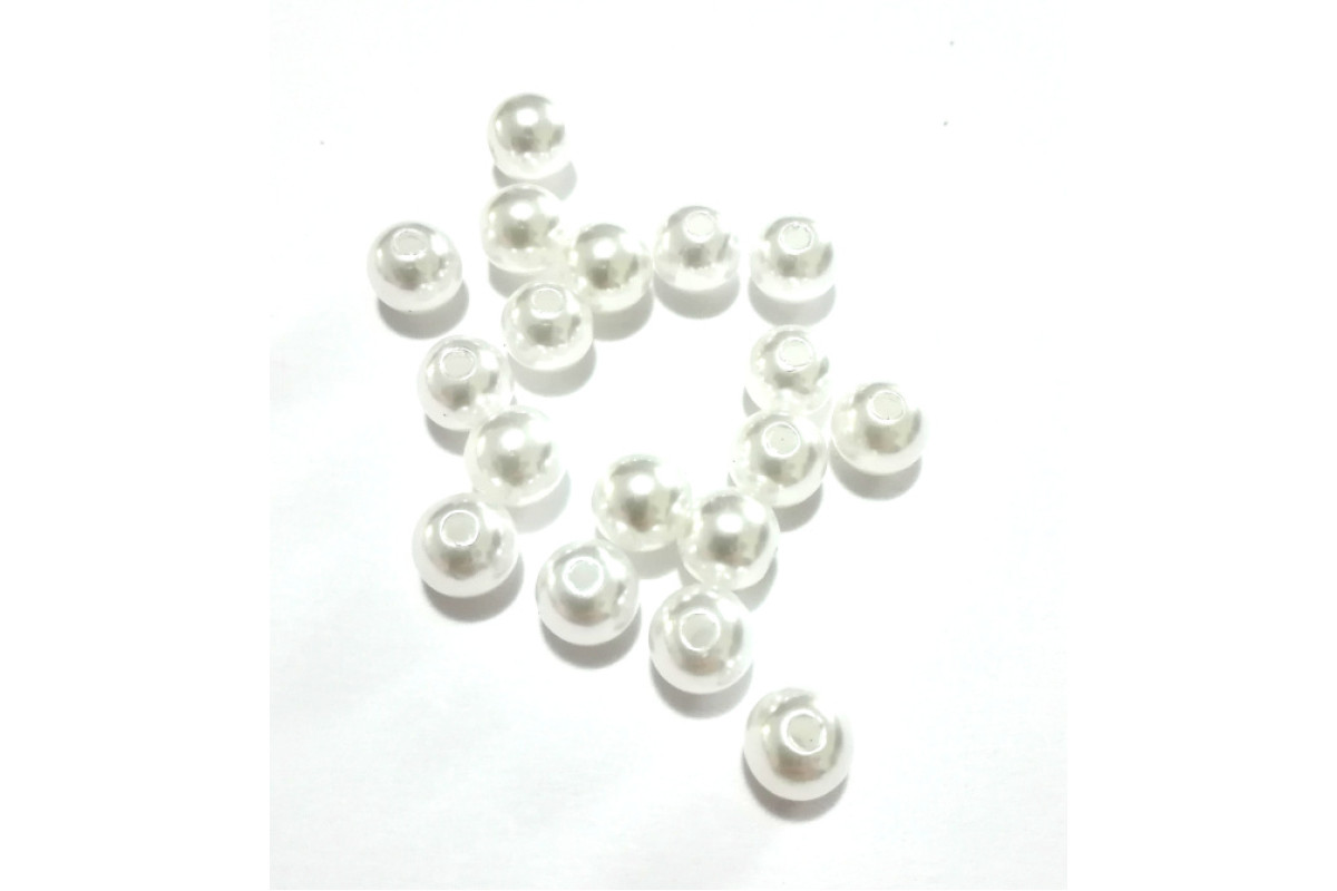 Perle di Plastica Bianche - Diametro 8 mm