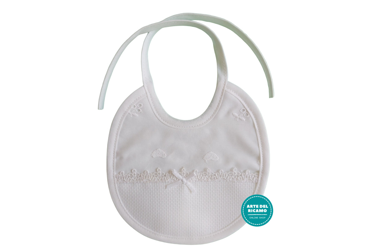 Bavaglino da Ricamare Cuori - Bianco Bavaglino da Ricamare Cuori - Bianco