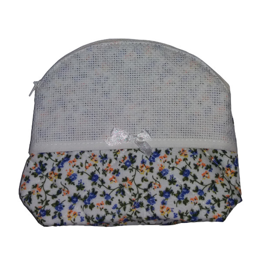 Large Necessaire Bag to Cross Stitch - Yellow and Blue Flowers