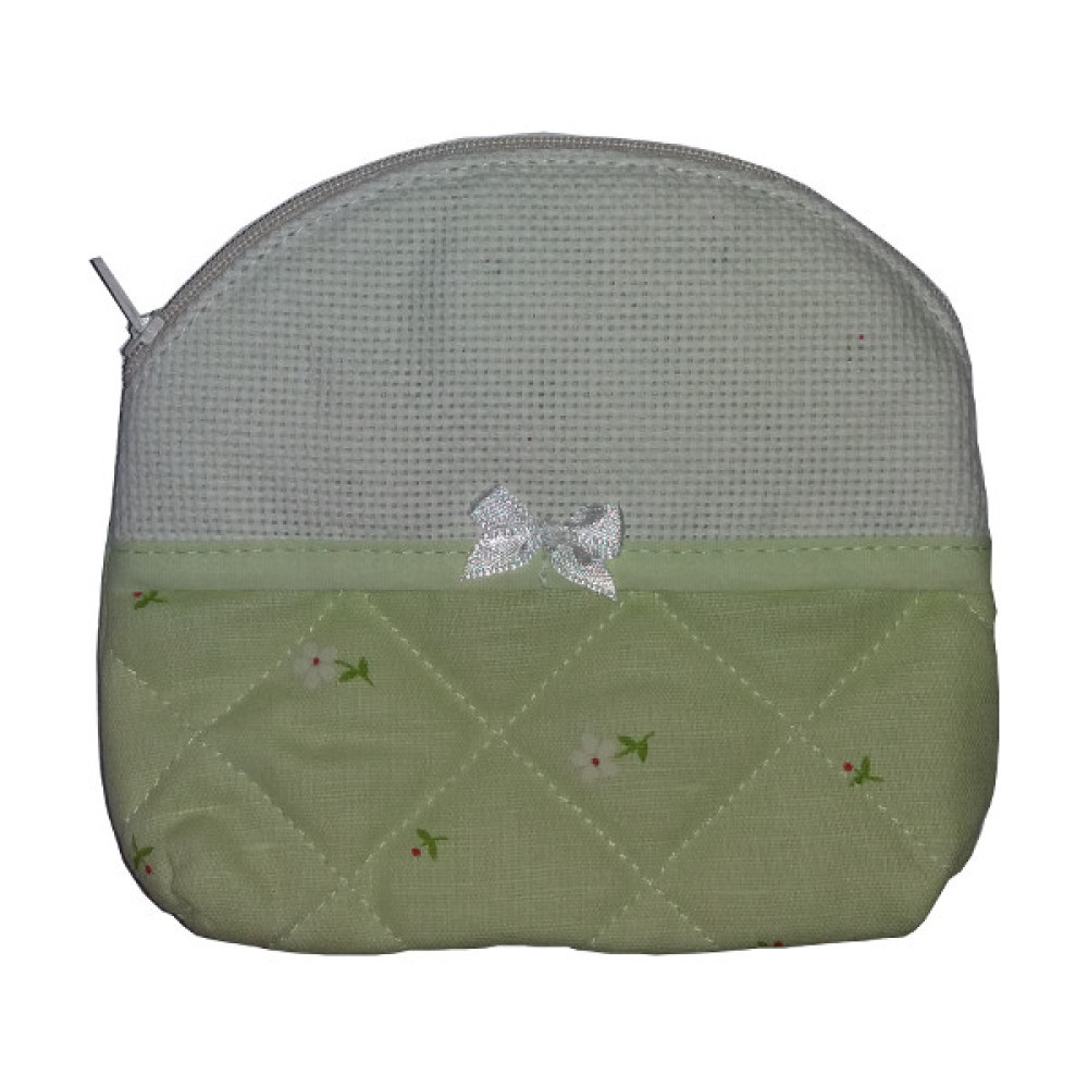 Small Necessaire Bag to Cross Stitch - Light Green - Daisies