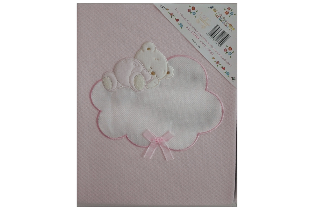 Copertina Culla Ricamabile - Interlock Rombetto - Rosa Copertina Culla Ricamabile - Interlock Rombetto - Rosa