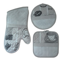 Set Presine e Guantoforno Ricamabile - Tazzine e Biscotti