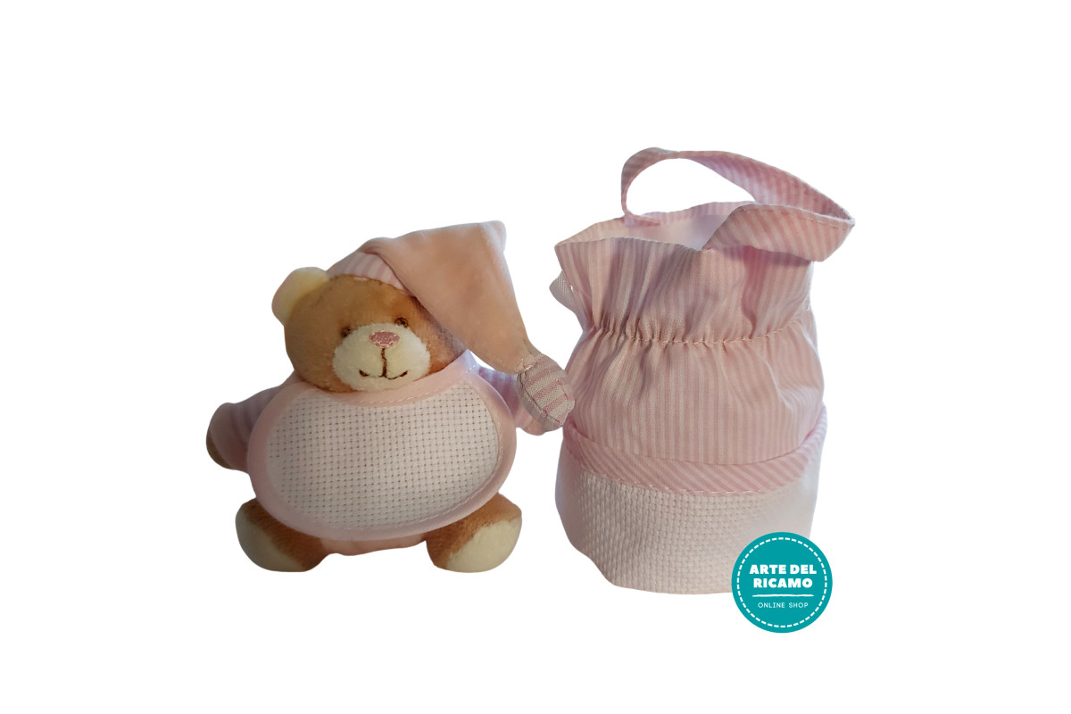 Stitchable Teddy Bear and Pacifier Holder  - Pink