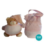 Peluche Orsetto con Bavaglino e Portaciuccio Ricamabile - Rosa Peluche Orsetto con Bavaglino e Portaciuccio Ricamabile - Rosa