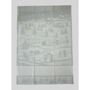 Pearl Grey Christmas Kitchen Towel - Winter Landscape