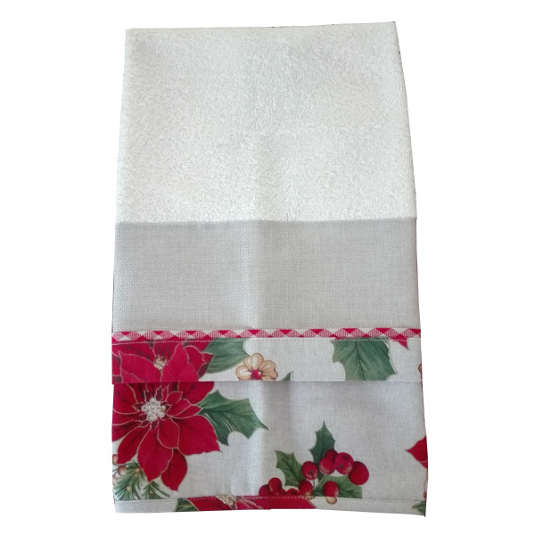 Christmas Terry Dish Towel with Poinsettias