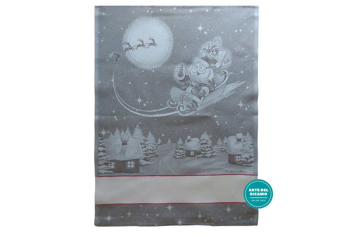 Strofinaccio Babbo Natale con Slitta - Tortora Strofinaccio Babbo Natale con Slitta - Tortora