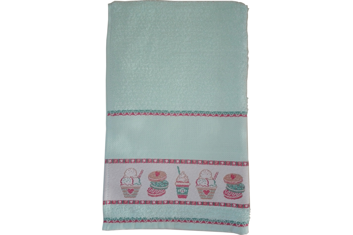 Kitchen Terry Towel with Aida Band - Sweets