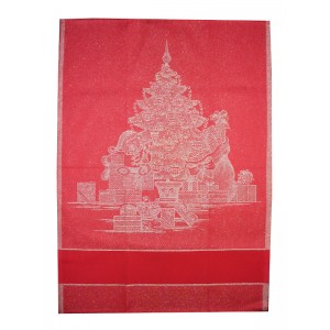 Red Stitchable Kitchen Towel - Christmas Tree