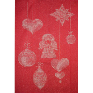Stitchable Kitchen Towel - Colour Red - Gold Angel