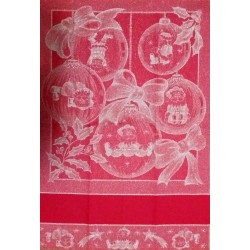 Red Christmas Kitchen Towel - Balls and Bows