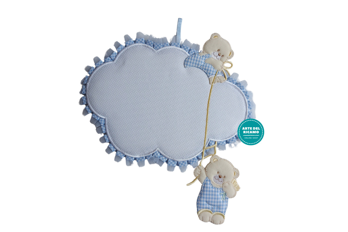 Baby Cockade Announcement - Cloud with Teddy Bears Light Blue Baby Cockade Announcement - Cloud with Teddy Bears Light Blue