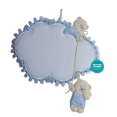 Baby Cockade Announcement - Cloud with Teddy Bears Light Blue Baby Cockade Announcement - Cloud with Teddy Bears Light Blue