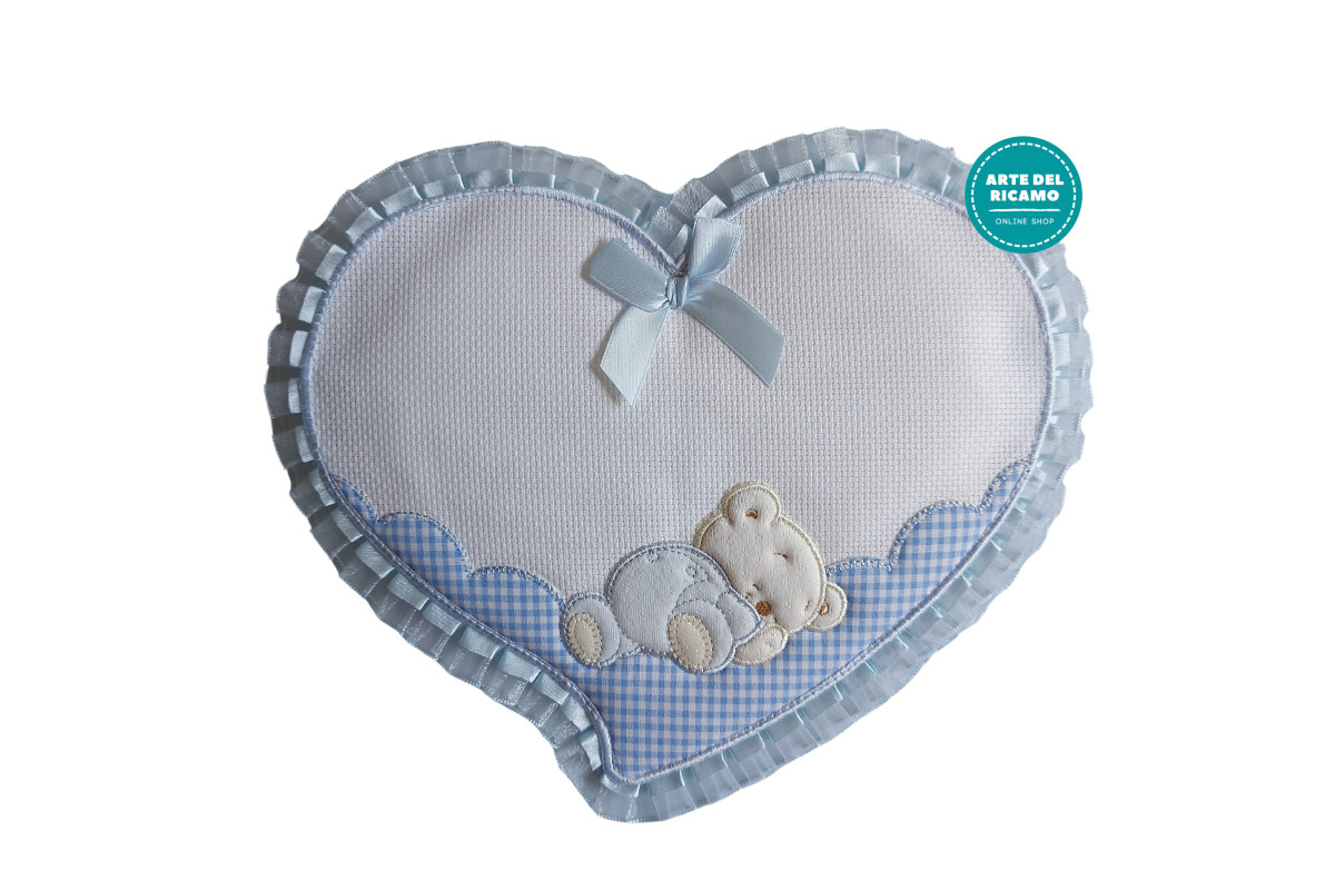 Baby Cockade Announcement - Light Blue Heart with Sleeping Teddy Bear Baby Cockade Announcement - Light Blue Heart with Sleeping Teddy Bear