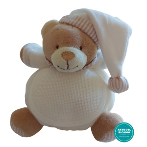 Teddy Bear with Baby Bib - Ready to Stitch - White