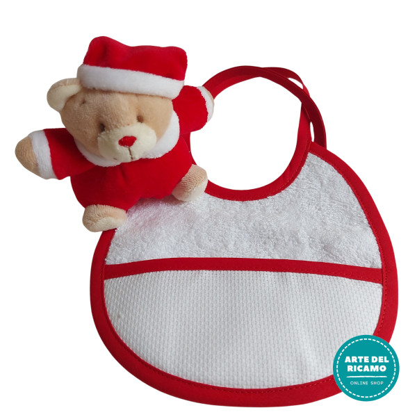 Oso de Peluche Mini con Babero para Bordar - Navidad