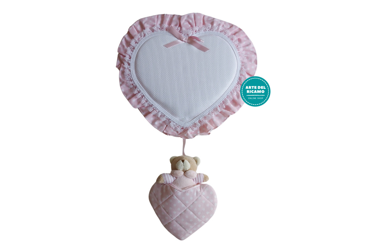 Baby Cockade Announcement - Pink Dots Heart with Teddy Bear Baby Cockade Announcement - Pink Dots Heart with Teddy Bear