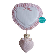 Coccarda Nascita - Cuore a Pois con Orsetto Rosa Coccarda Nascita - Cuore a Pois con Orsetto Rosa