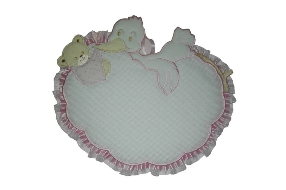 Coccarda Nascita - Nuvola con Cicogna e Orsetto - Rosa Coccarda Nascita - Nuvola con Cicogna e Orsetto - Rosa