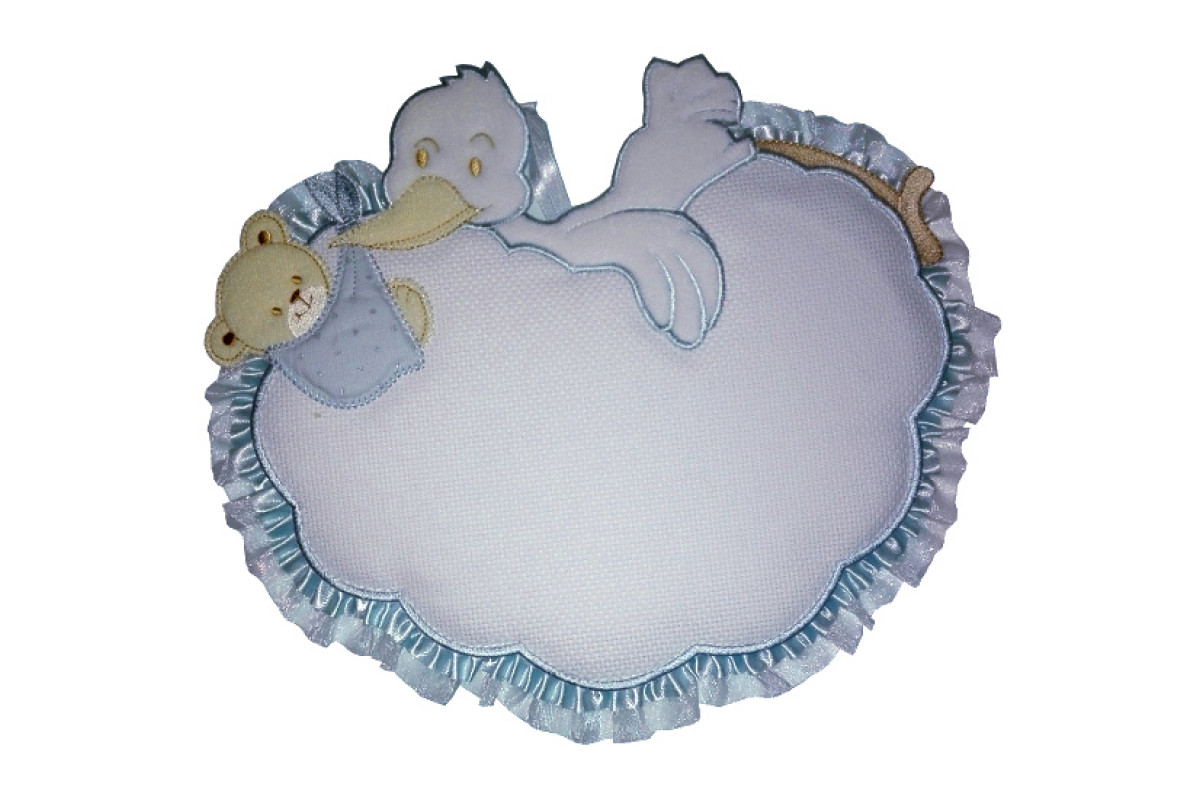 Coccarda Nascita - Nuvola con Cicogna e Orsetto - Celeste Coccarda Nascita - Nuvola con Cicogna e Orsetto - Celeste
