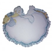 Baby Cockade Announcement - Light Blue Cloud with Stork and Teddy Bear