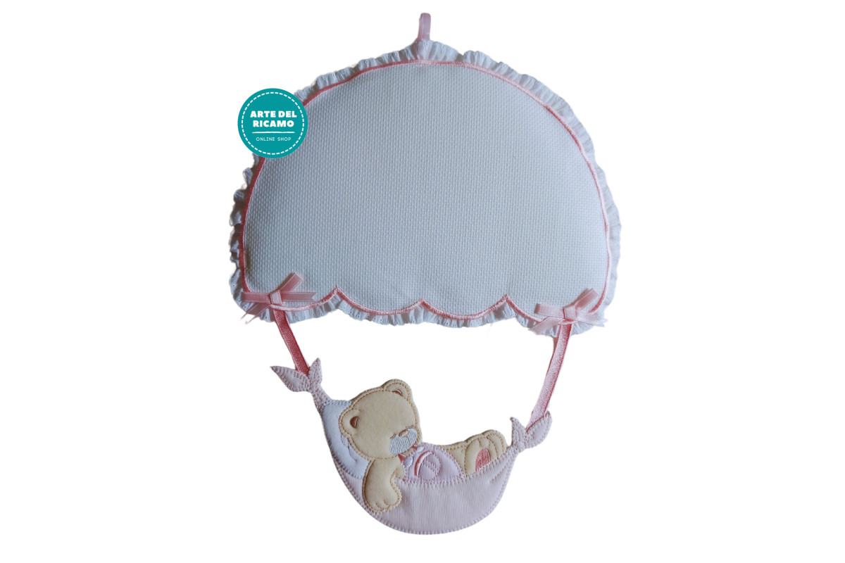 Coccarda Nascita - Paracadute con Orsetto - Rosa Coccarda Nascita - Paracadute con Orsetto - Rosa