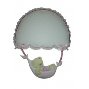 Baby Cockade Announcement - Parachute with Teddy Bear - Pink