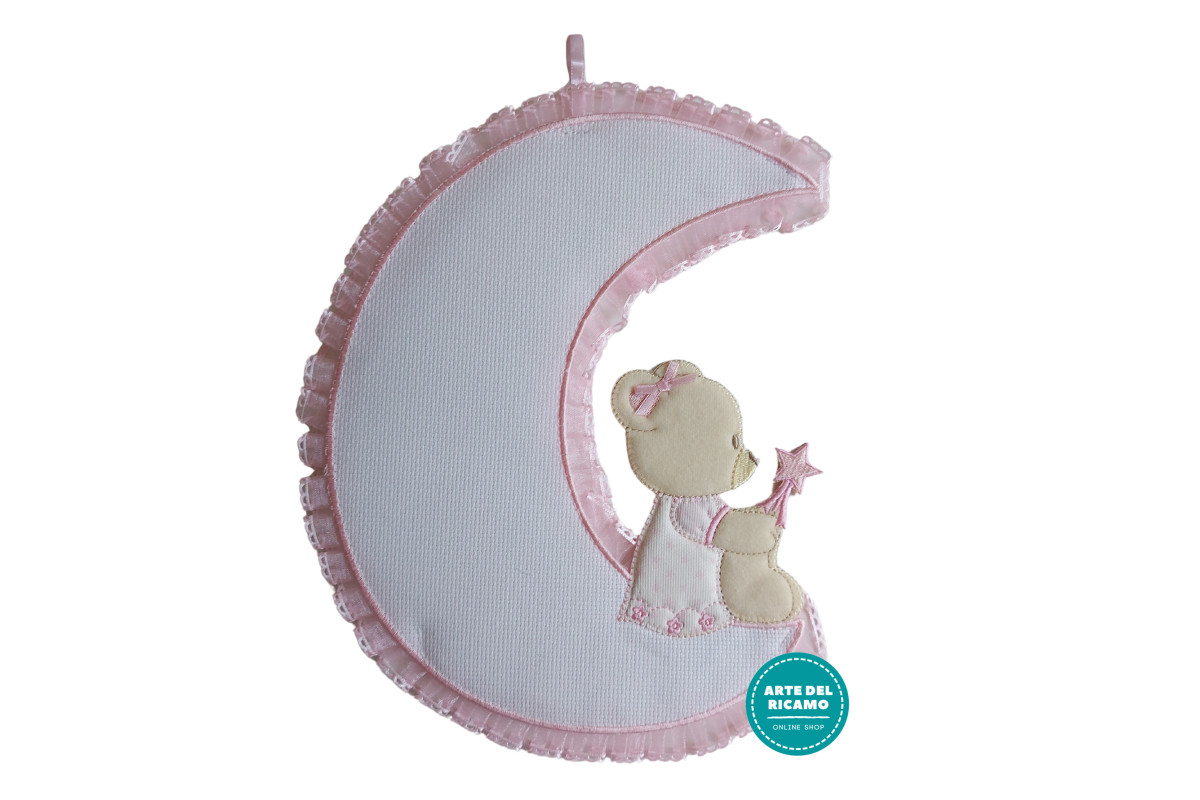 Coccarda Nascita - Orsetto sulla Luna - Rosa Coccarda Nascita - Orsetto sulla Luna - Rosa