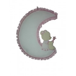 Baby Cockade Announcement - Teddy Bear on the Moon - Pink