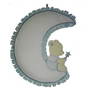 Colgante para la Puerta del Bebè - Oso en la Luna - Celeste