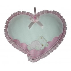 Baby Cockade Announcement - Pink Heart  with Sleeping Teddy Bear