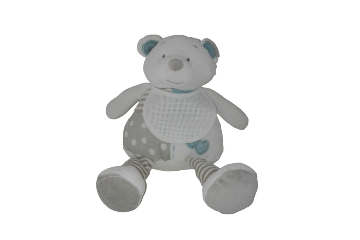 Teddy Bear with Baby Bib to Cross Stitch - Light Blue Teddy Bear with Baby Bib to Cross Stitch - Light Blue