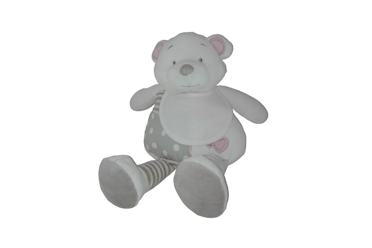 Teddy Bear with Baby Bib to Cross Stitch - Pink
