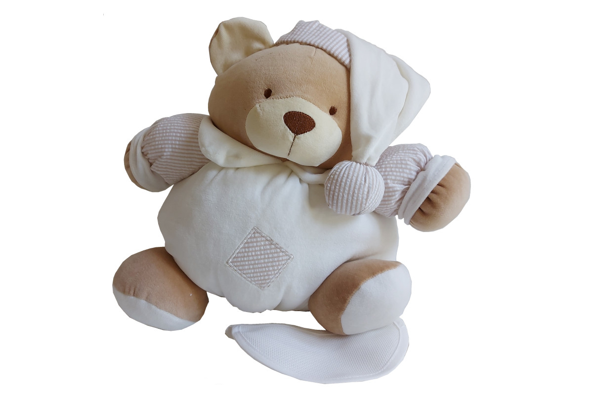 Oso de Peluche Medio con Babero para Bordar - Crema Oso de Peluche Medio con Babero para Bordar - Crema