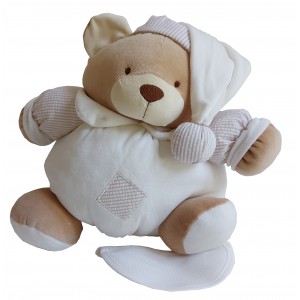 Cream Teddy Bear with Baby Bib to Cross Stitch - Size Medium