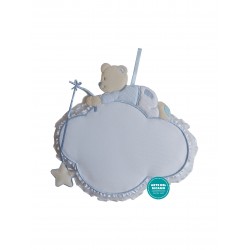 Baby Cockade Announcement - Light Blue Cloud with Teddy Bear and Star