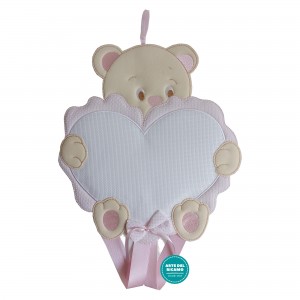 Baby Cockade Announcement - Pink Bear with Aida Heart